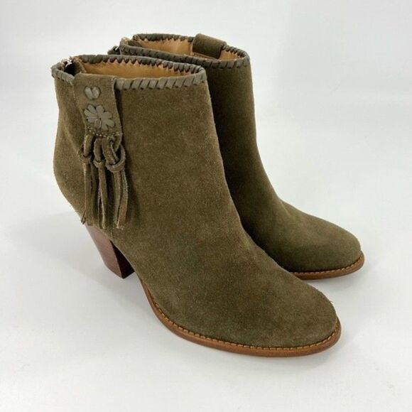 Jack Rogers Greer Boho Suede Ankle Booties Olive Size 8 - Picture 11 of 16
